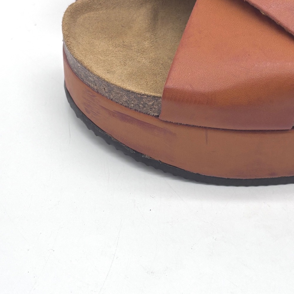 Free People Sidelines Leather Platform HoneyBrown Sandals Women US Size 9 EU 40 - Picture 6 of 10
